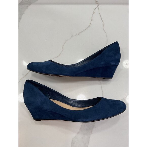 Cole Haan Blue Suede Low Wedge Heel Pump Dress Casual Workwear Semi Formal S 9 - Picture 7 of 8